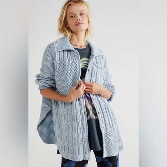 Free People Sweaters - Free People Say Anything Cardigan Sky Blue XS